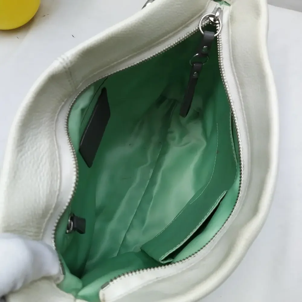 Coach Zoe White Leather Zipper Closure Hobo Shoulder Bag